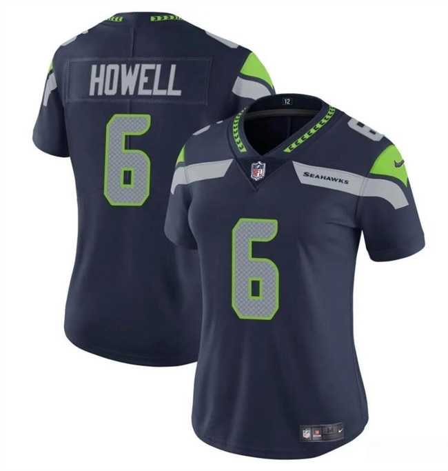 Womens Seattle Seahawks #6 Sam Howell Navy Vapor Limited Stitched Jersey Dzhi->women nfl jersey->Women Jersey